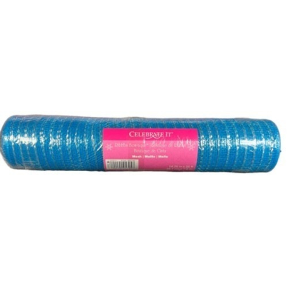 Celebrate It Turquoise Blue‎ Metallic Mesh Ribbon Bow-tique 14.25 in x 25 ft New